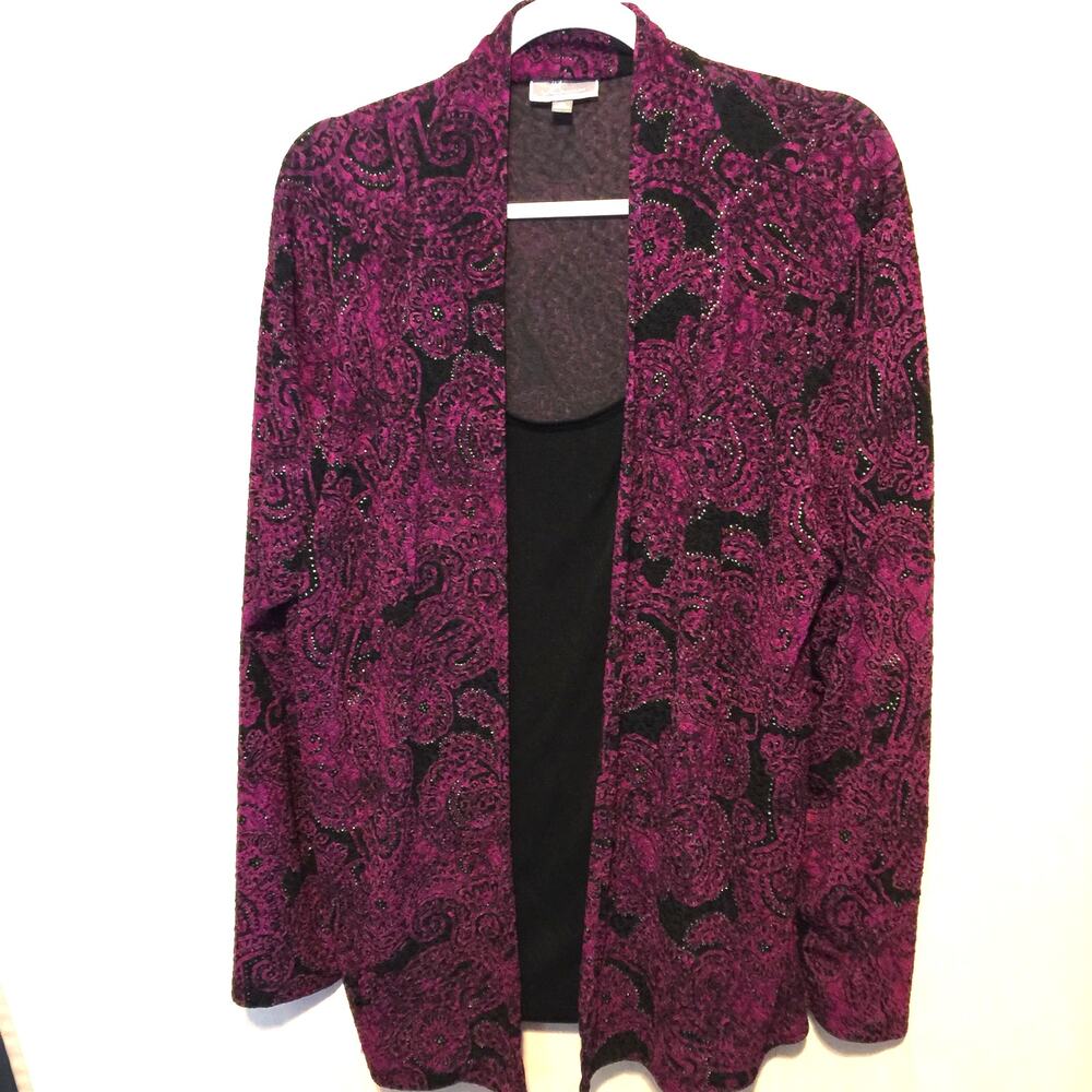 JM Collection Formal Tank Top and Jacket One Piece Evening Glitter   X Large